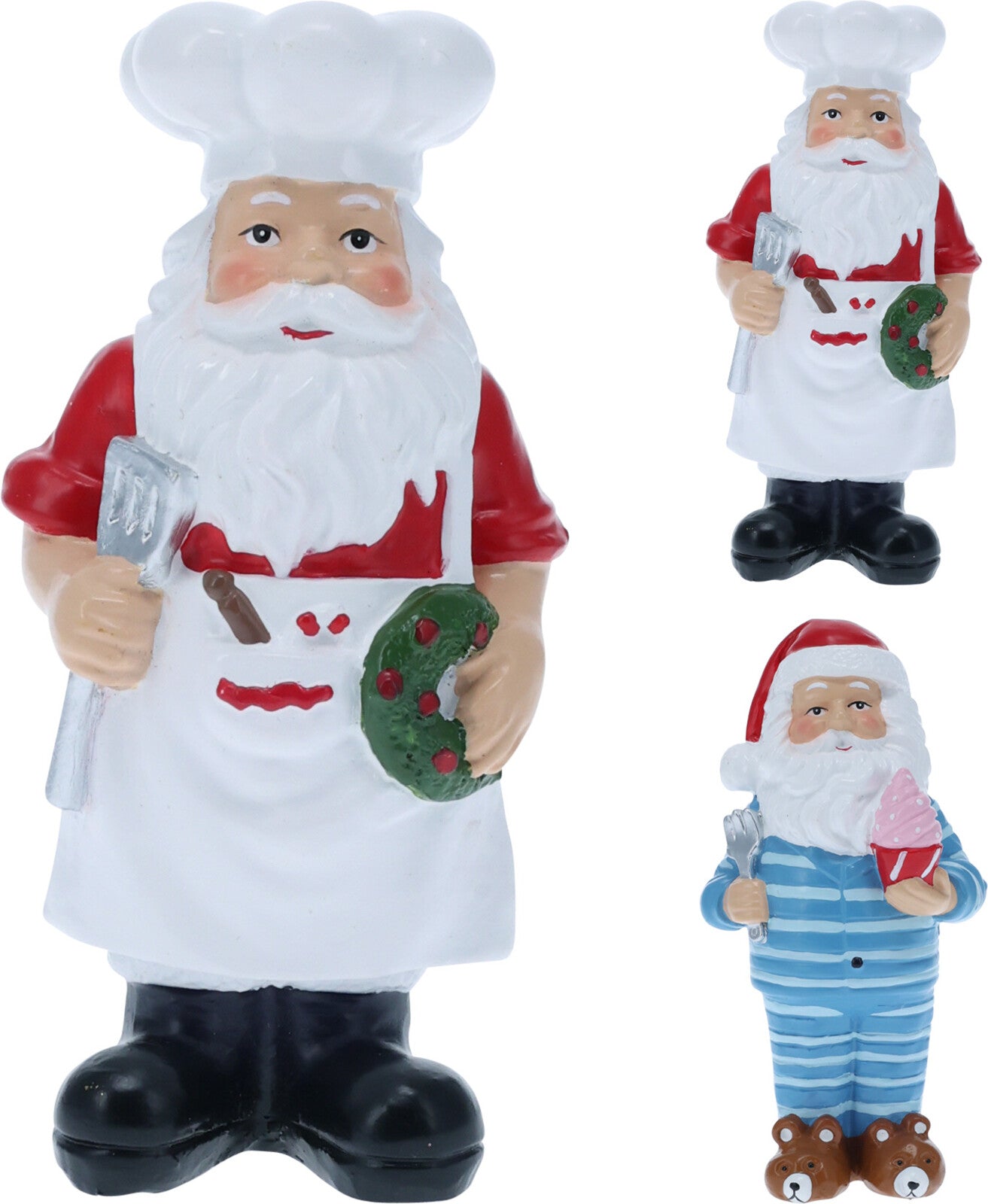1 STATUINA BABBO NATALE CUOCO/IN PIGIAMA IN RESINA 12CM MODELLO ASSORTITO