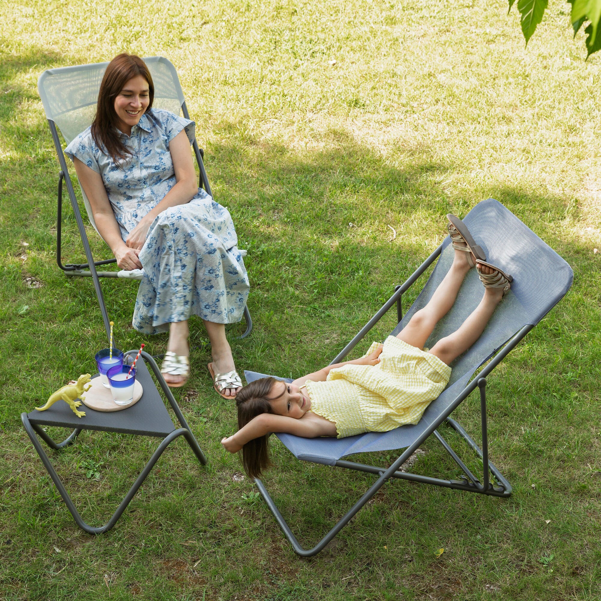 Chaise longue pliante multipositions Lafuma Maxi Transat, bleu océan, 58 cm