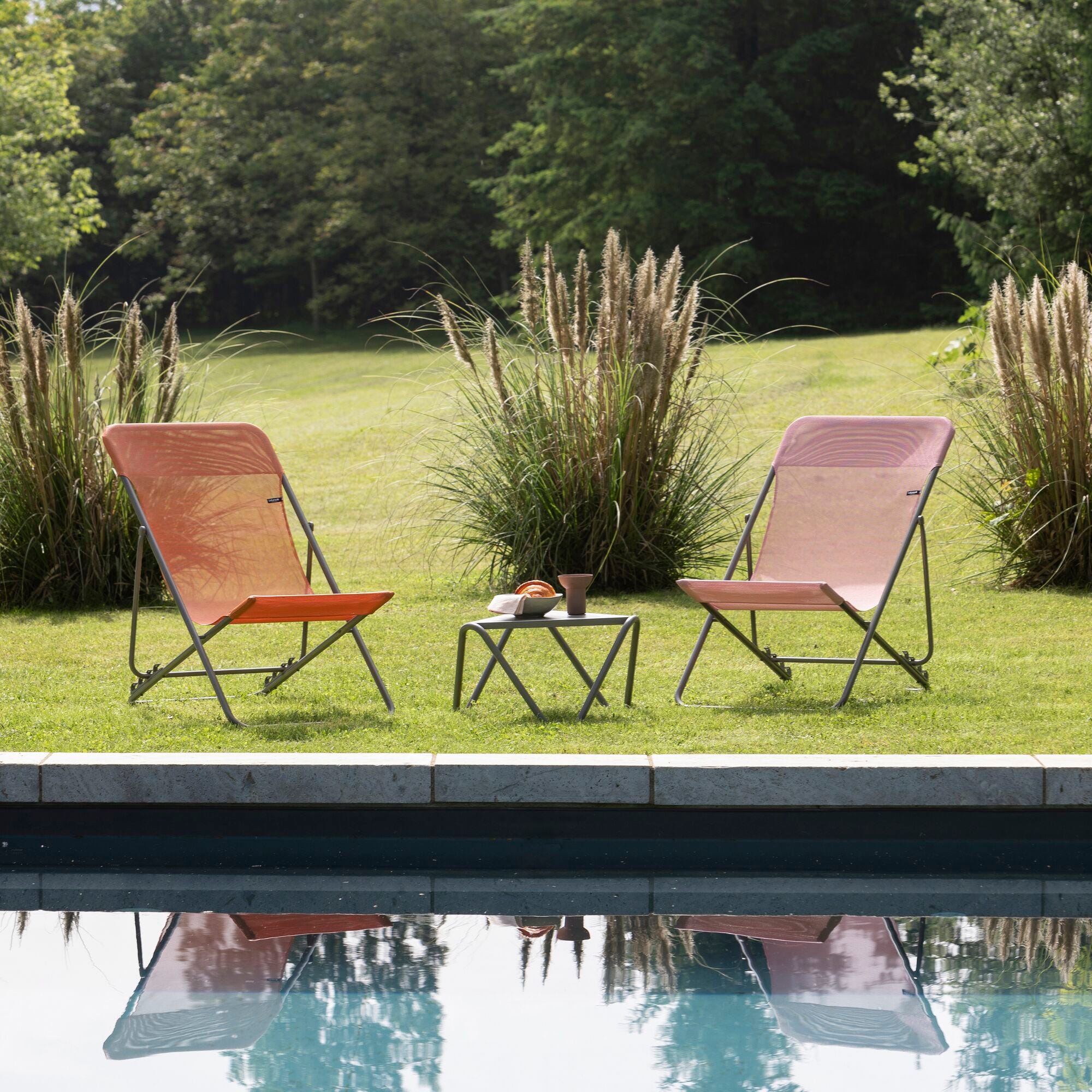 Lafuma Maxi Transat Transat Pliant Multipositions, Orange Clémentine, 58 cm