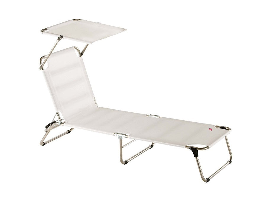 LETTINO DA SOLE AMIGO PIEGHEVOLE DA ESTERNO CON PARASOLE BIANCO/BEIGE
