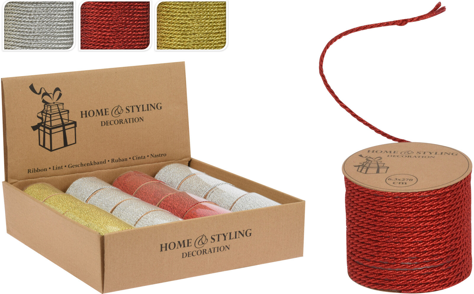 OFFERTA 3 NASTRI COLORATI IN TESSUTO 400CM COLORI ASSORTITI