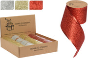 OFFERTA 3 NASTRI GLITTER ARGENTO/ORO/ROSSO PER PACCHI REGALO 6X270CM ASSORTITI