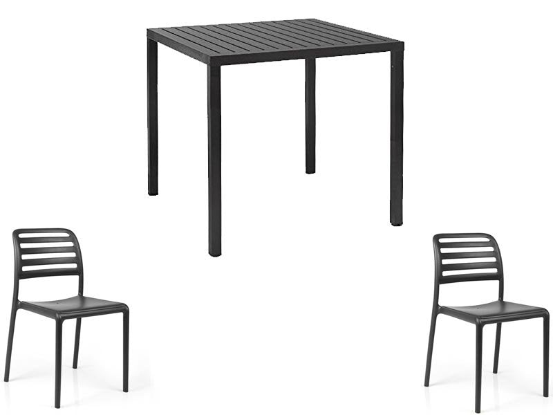 ANGEBOT: Würfeltisch 80x80 + 2 Costa Bistrot Stühle, Farbe nach Wahl