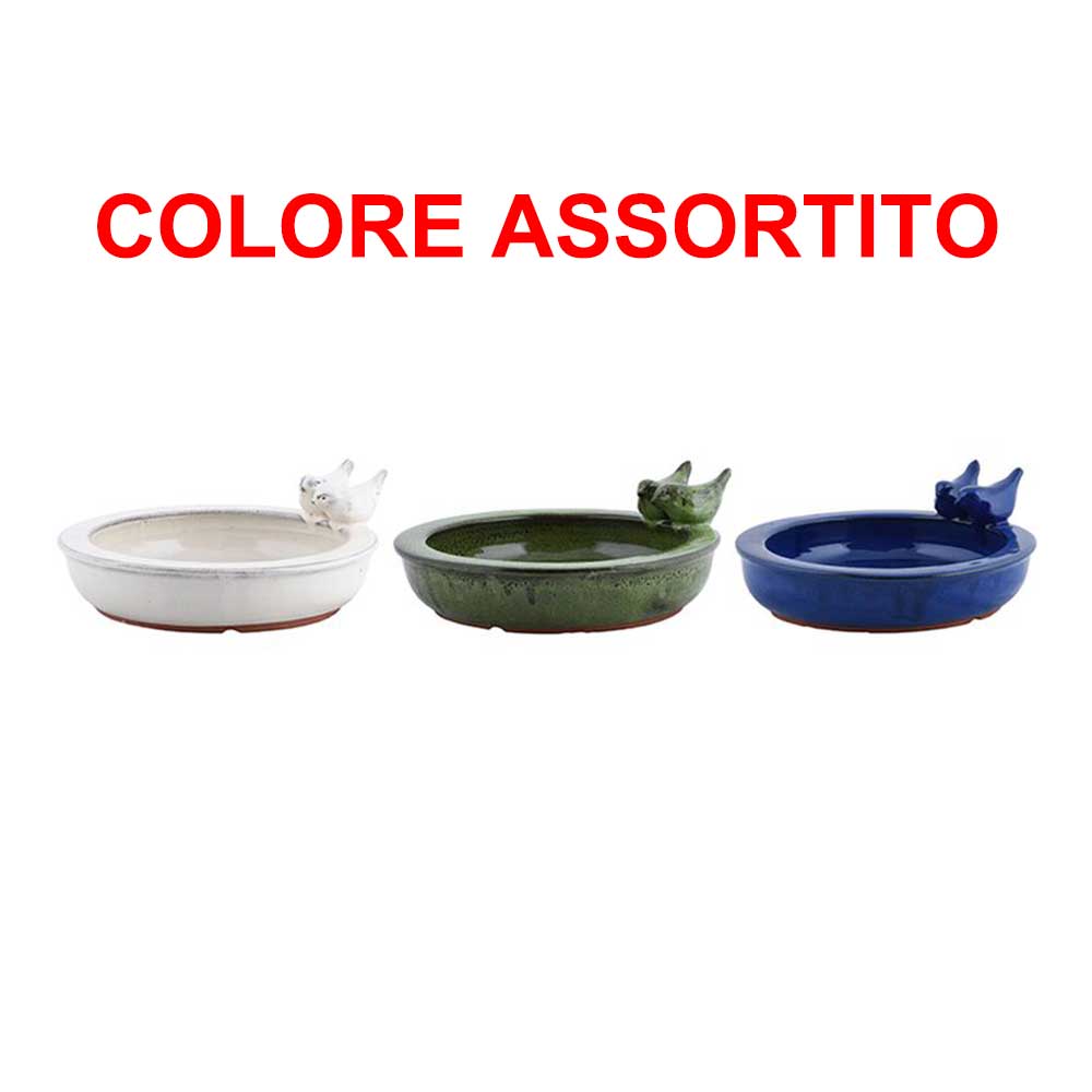 BAGNETTO CON COPPIA DI UCCELLINI COLORE ASSORTITO