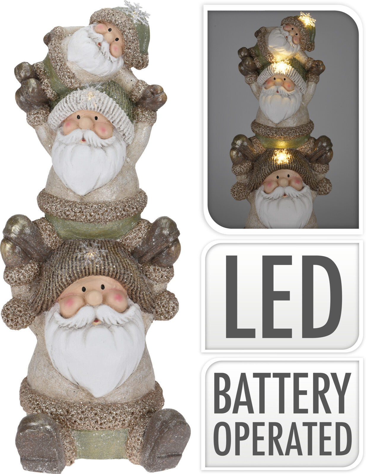 3 BABBO NATALE BIANCO CON LED
