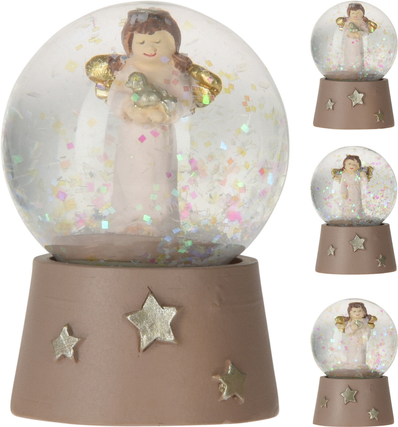 OFFERTA 3 SFERE ACQUA NATALIZIE CON ANGIOLETTO ASSORTITO 4.5CM