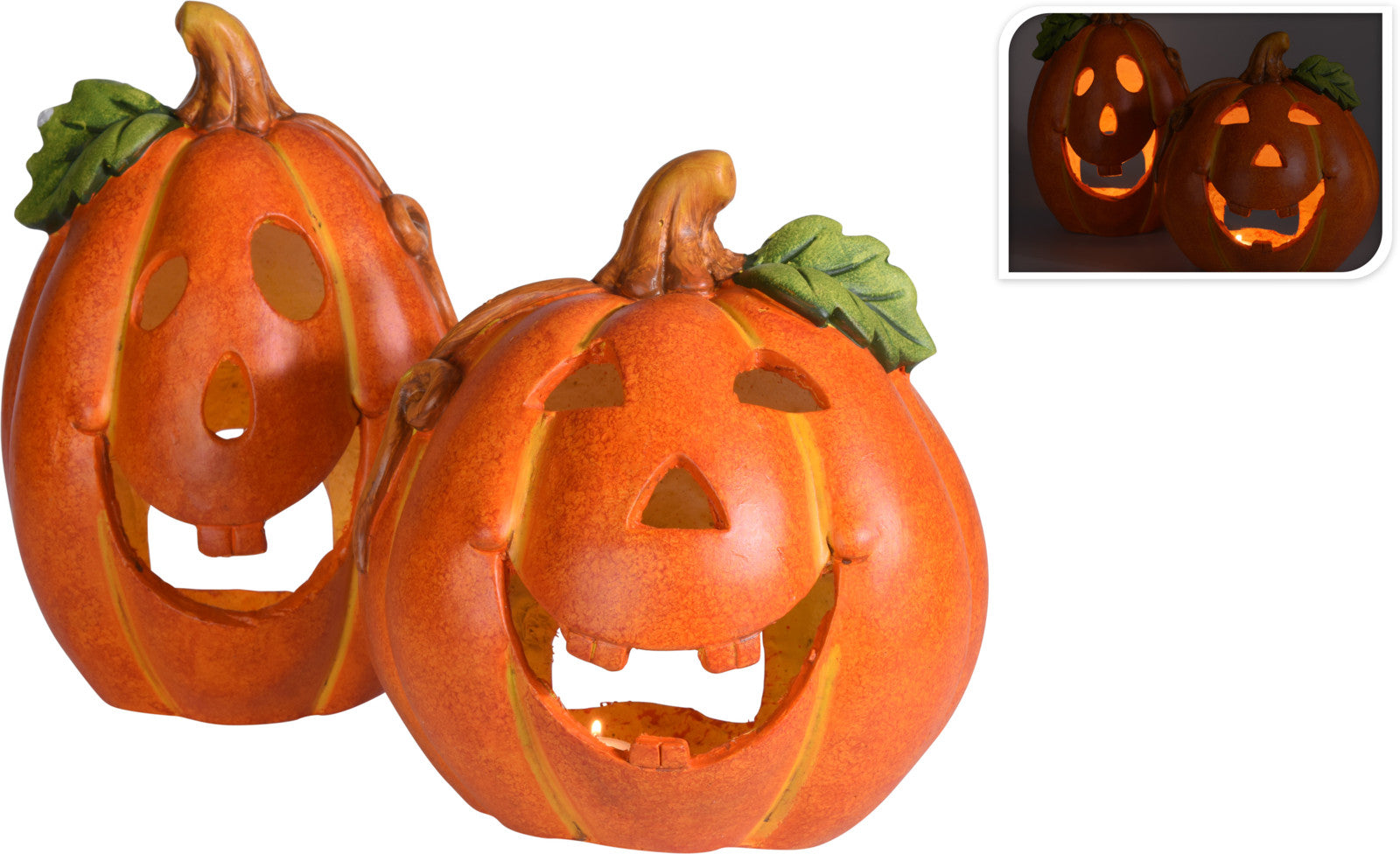 ZUCCA DI HALLOWEN PORTA TEALIGHT CERAMICA 15/19CM ASSORTITA
