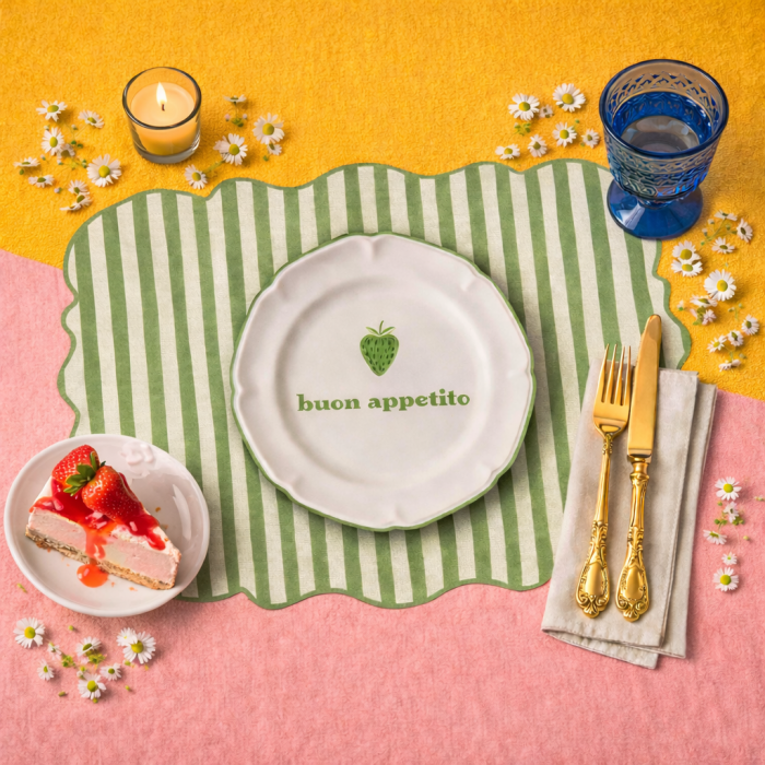 Tovaglietta Americana Sagomata a Righe Buon Appetito Verde 44x30 cm - immagine 2