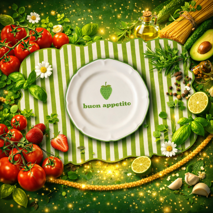 Tovaglietta Americana Sagomata a Righe Buon Appetito Verde 44x30 cm - immagine 3