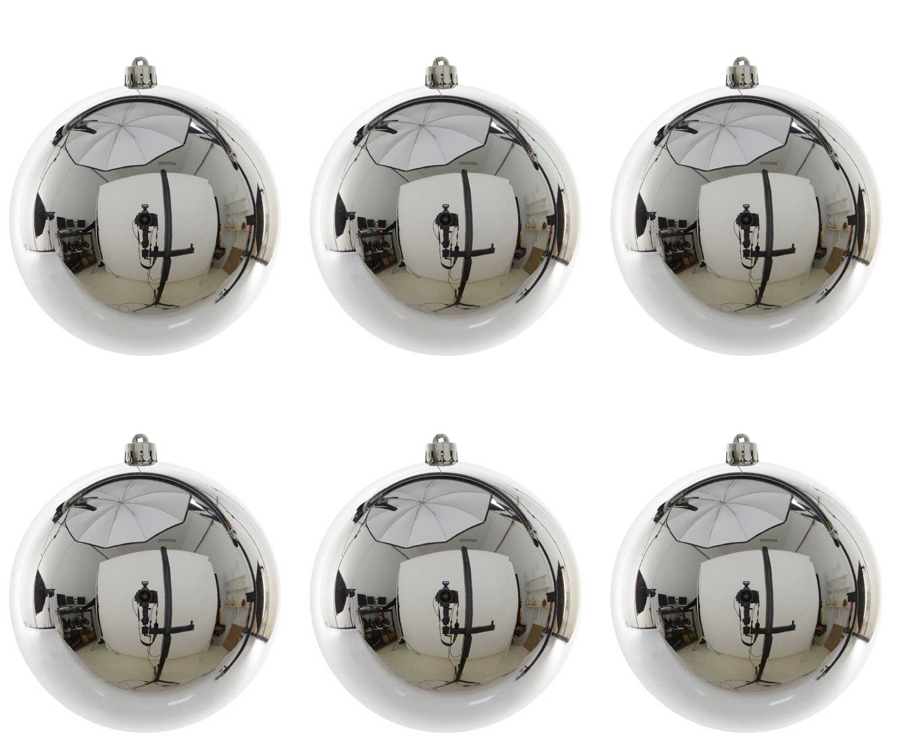 OFFERTA 6 PALLINE DI NATALE ARGENTO 15CM