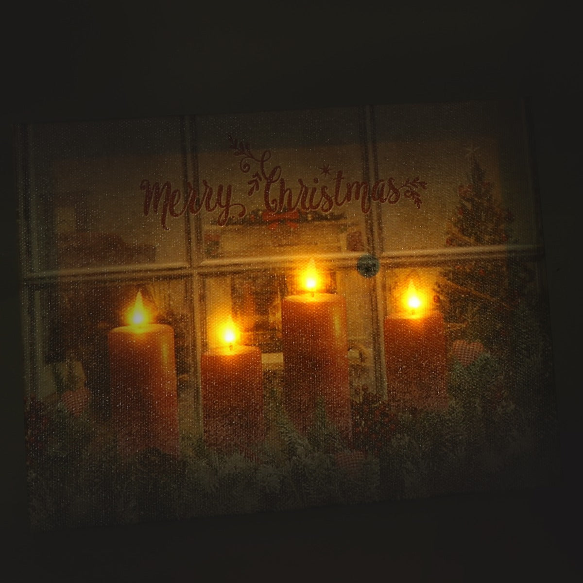 QUADRO NATALIZIO CON CANDELE 20X12X2,5CM CON MICROLED BIANCO CALDO