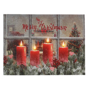 QUADRO NATALIZIO CON CANDELE 20X12X2,5CM CON MICROLED BIANCO CALDO