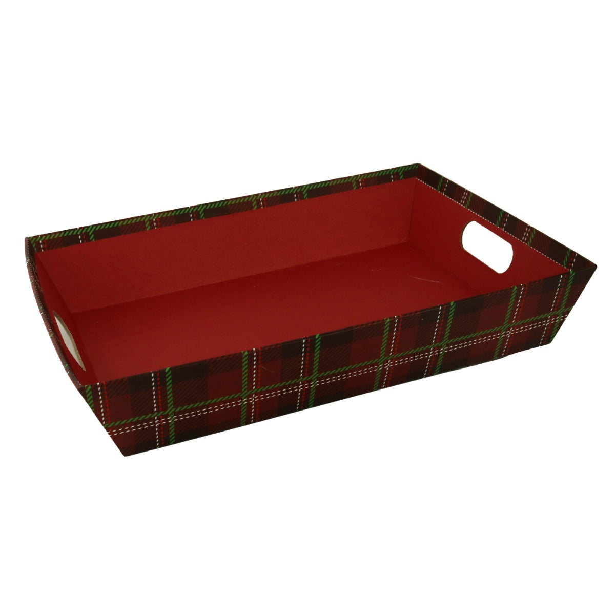 CESTA NATALIZIA IN CARTONE ROSSO RETTANGOLARE 35X26H7CM