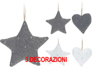 OFFERTA DECORAZIONI STELLE CUORI 8,5CM