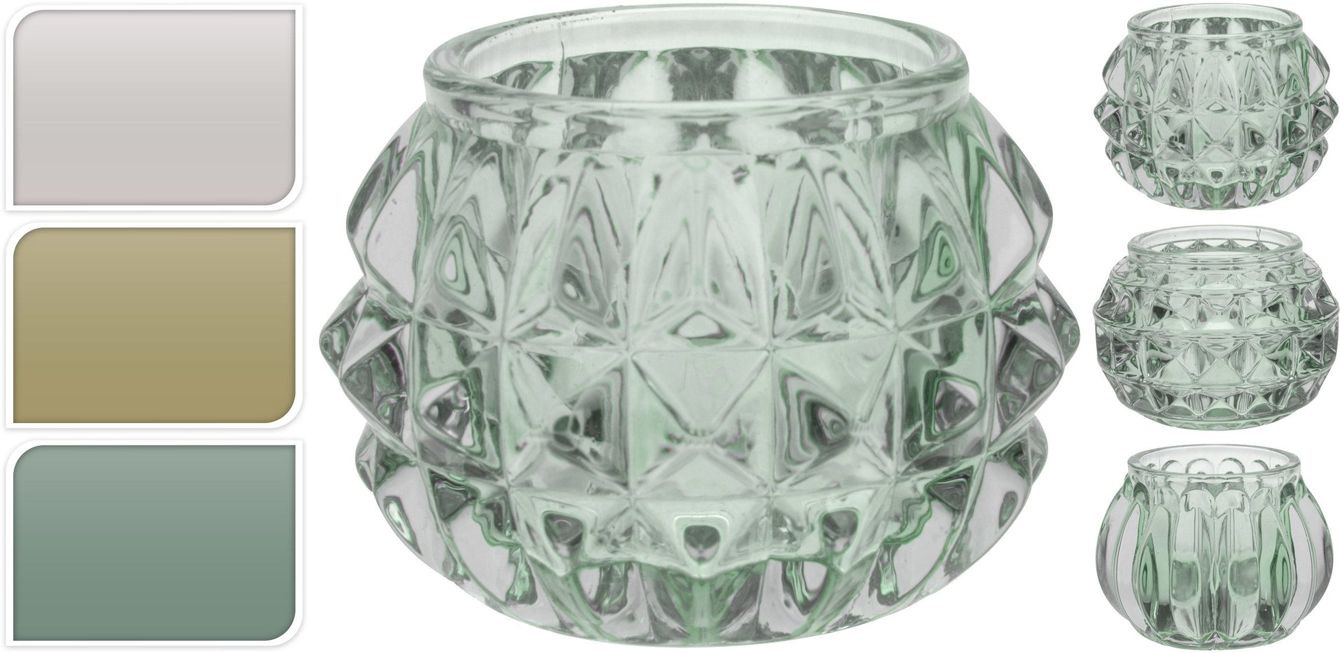 OFFERTA 3 PORTA TEALIGHT IN VETRO 7CM ASSORTITI