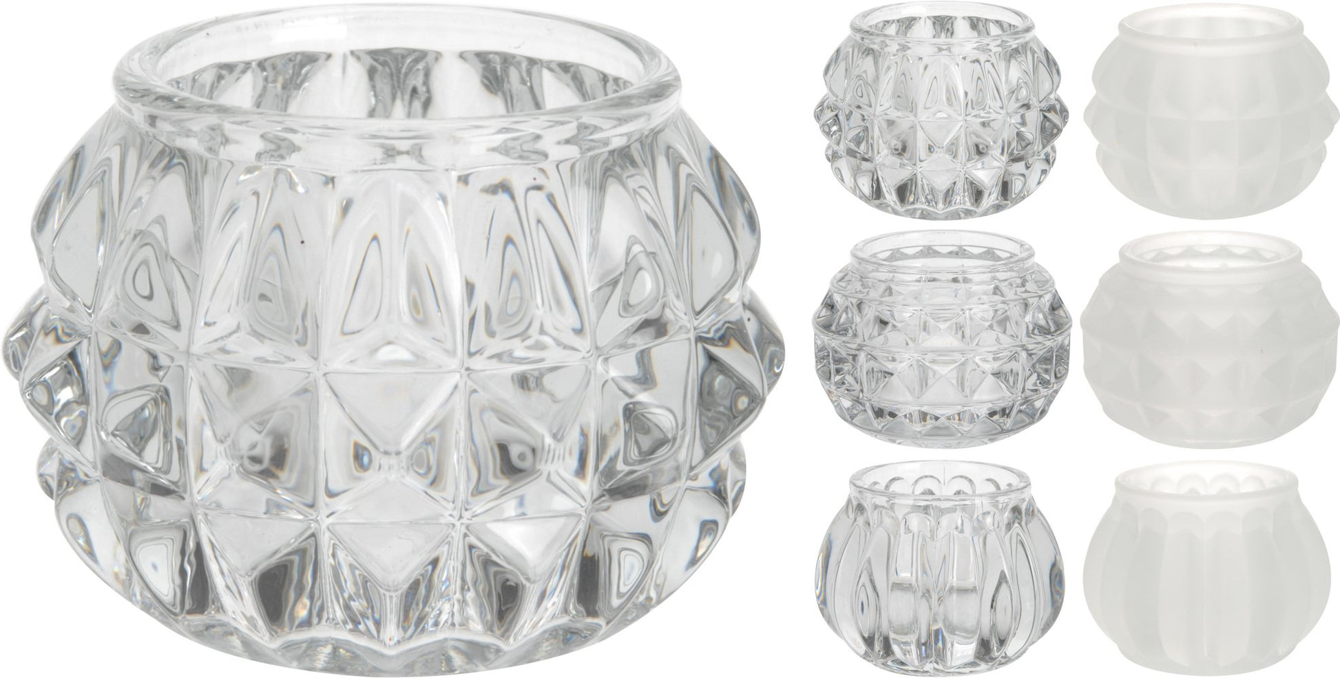 OFFERTA 3 PORTA TEALIGHT IN VETRO 5CM ASSORTITI
