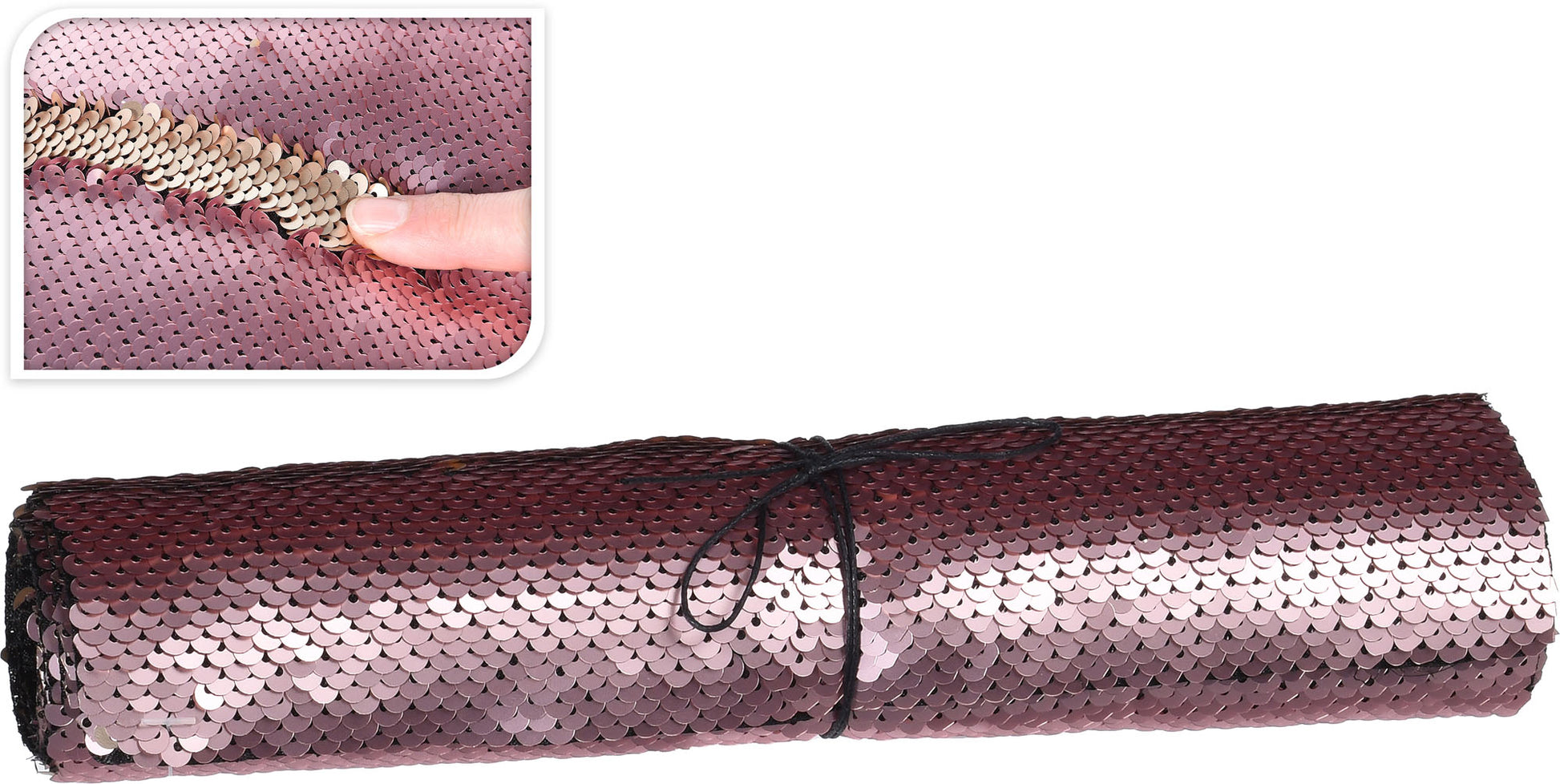 TESSUTO DECORATIVO 25X125CM CON PAILLETTES ROSA E ORO