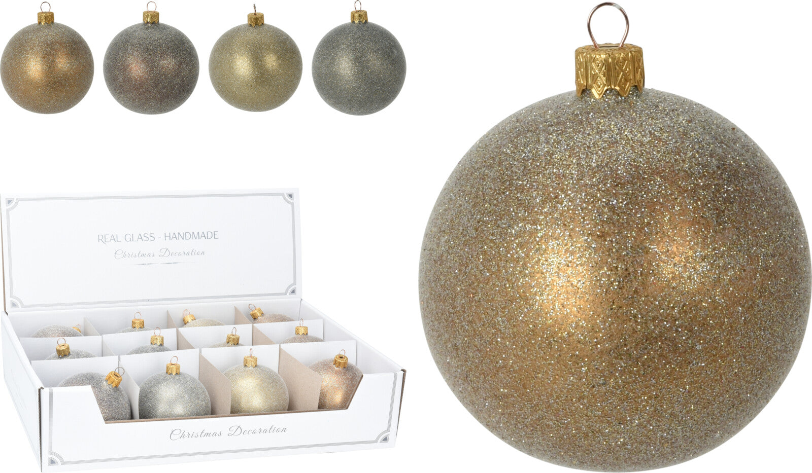 OFFERTA 6 PALLINE GLITTERATE 8CM ASSORTITE