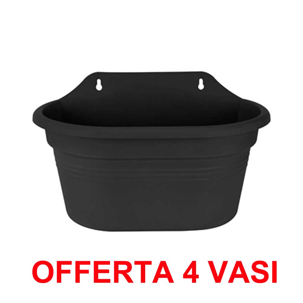 OFFERTA 4 VASO GREEN BASICS WALL BASKET 30CM LIVING BLACK