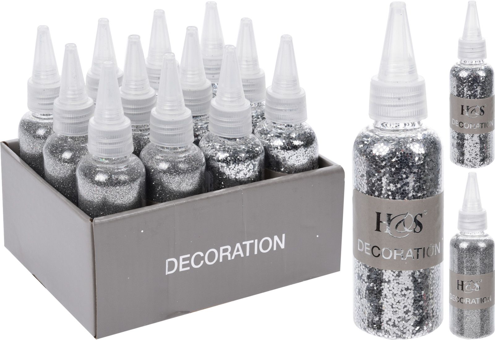 OFFERTA 3 GLITTER PER DECORAZIONI 40GR ARGENTO ASSORTITI