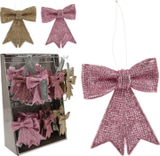 OFFERTA 3 FIOCCHI NATALIZI APPENDIBILI 9CM ROSA/ORO ASSORTITO