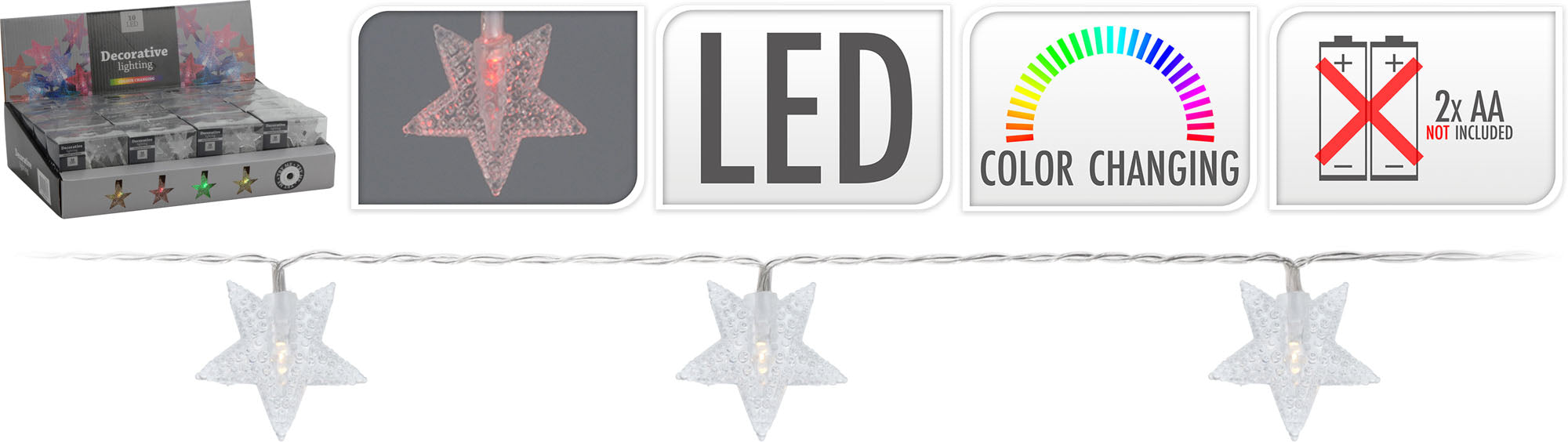 OFFERTA 3 CONFEZIONI 10 STELLE LED MULTICOLOR A BATTERIA