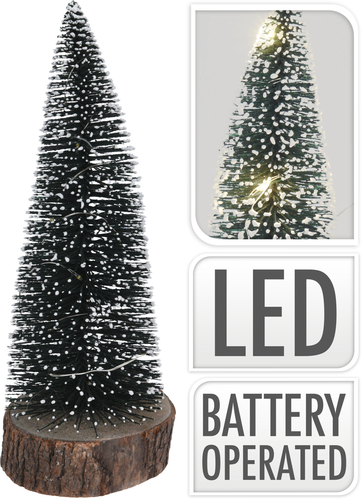 PINETTO CON LUCI LED E BASE IN LEGNO H25CM