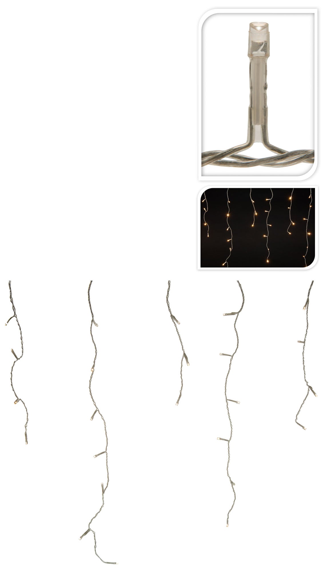 STALATTITI 400 LED COLORE BIANCO CALDO MT 8 PROLUNGA