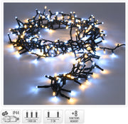 LUCI DI NATALE 700 LED BIANCO CALDO/FREDDO 8 GIOCHI DI LUCE