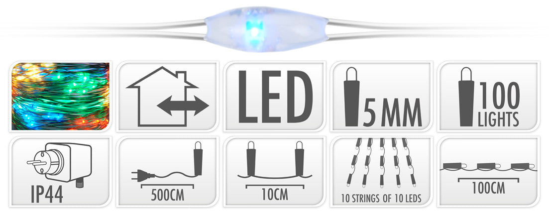 100 MICROLED MULTICOLOR CASCATA 100CM