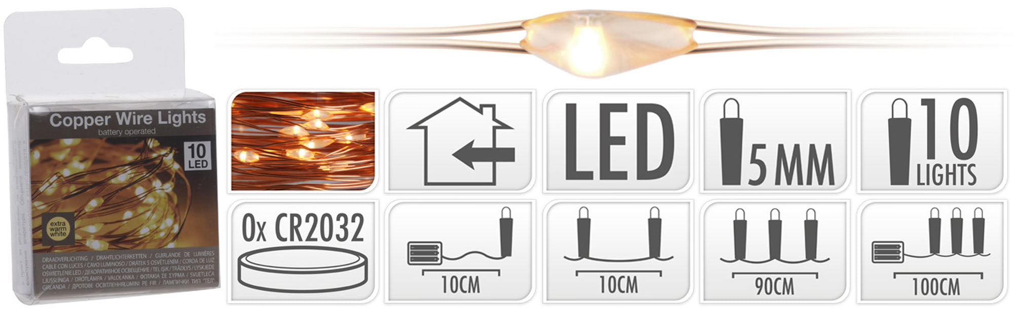 OFFERTA 4 CONFEZIONI 10 MICROLED LINEARI LUCI BIANCO EXTRA CALDO A BATTERIA