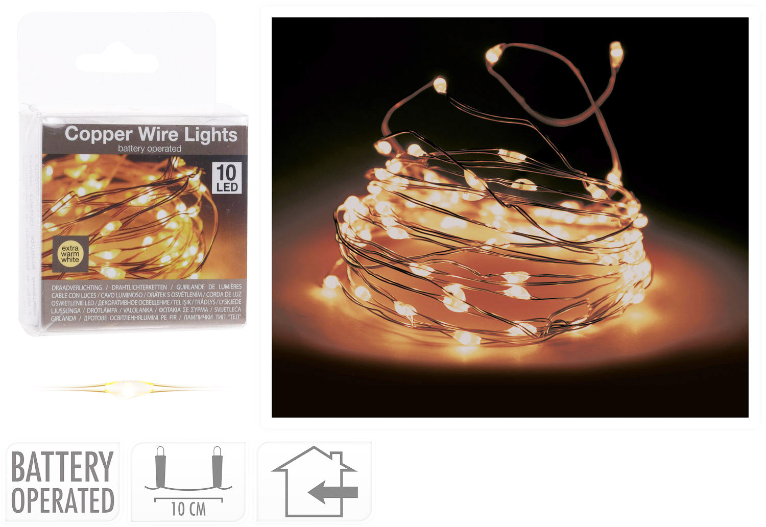 OFFERTA 4 CONFEZIONI 10 MICROLED LINEARI LUCI BIANCO EXTRA CALDO A BATTERIA