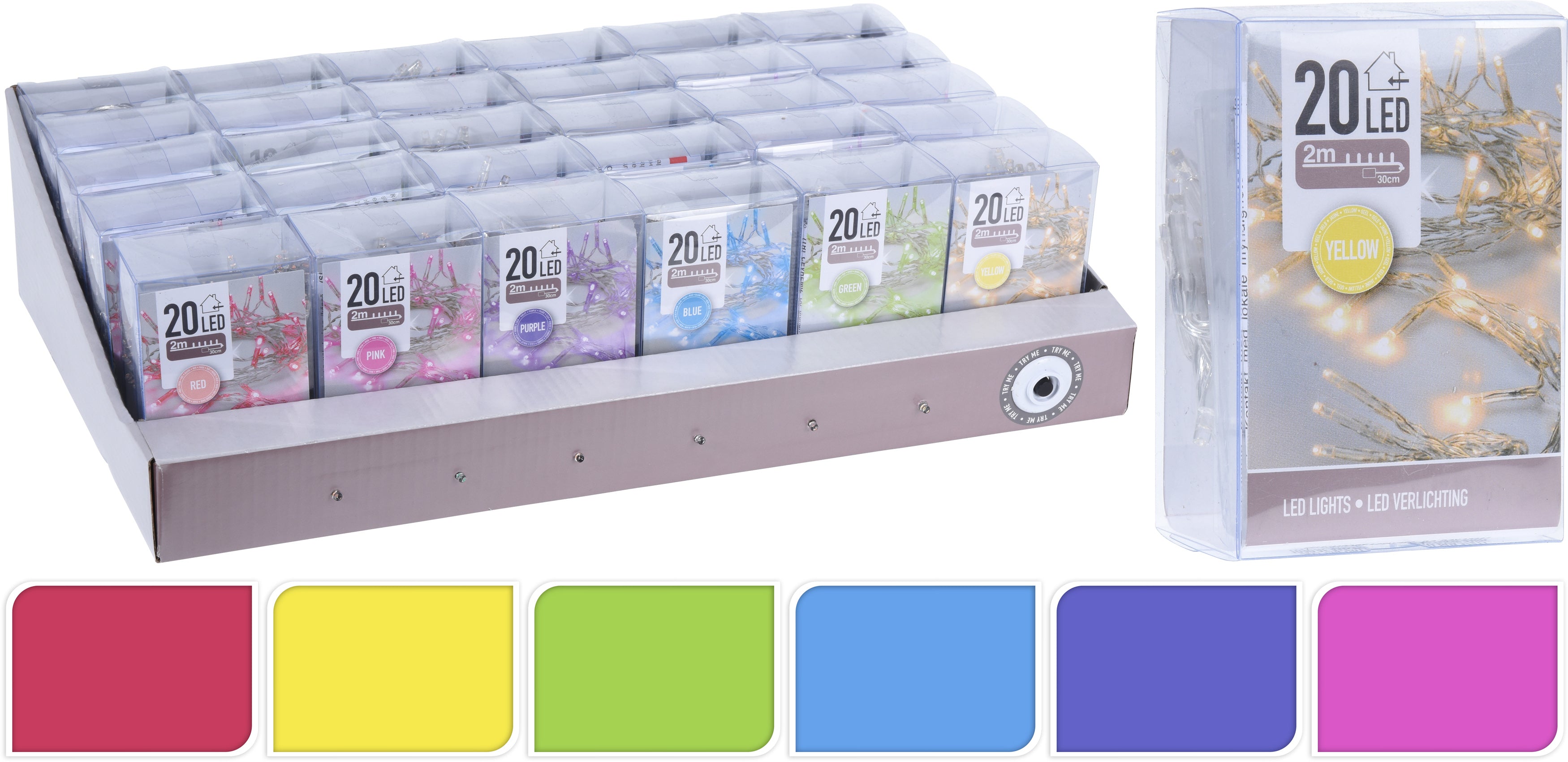 OFFERTA 3 CONFEZIONI 20 MICROLED LINEARI 6 COLORI ASSORTITI A BATTERIA