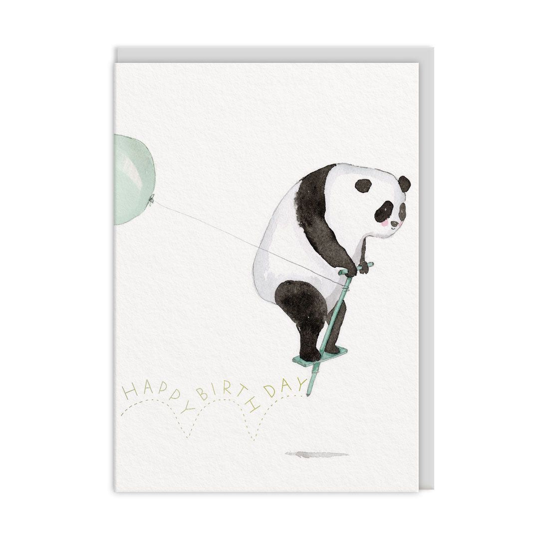 Ohh Deer Biglietto di auguri "Panda Happy Birthday" A6 (152 x 112 x 1,5 mm), grigio pastello/bianco