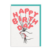 Ohh Deer Biglietto di auguri "Balloons Happy Birthday" A6, acqua/bianco