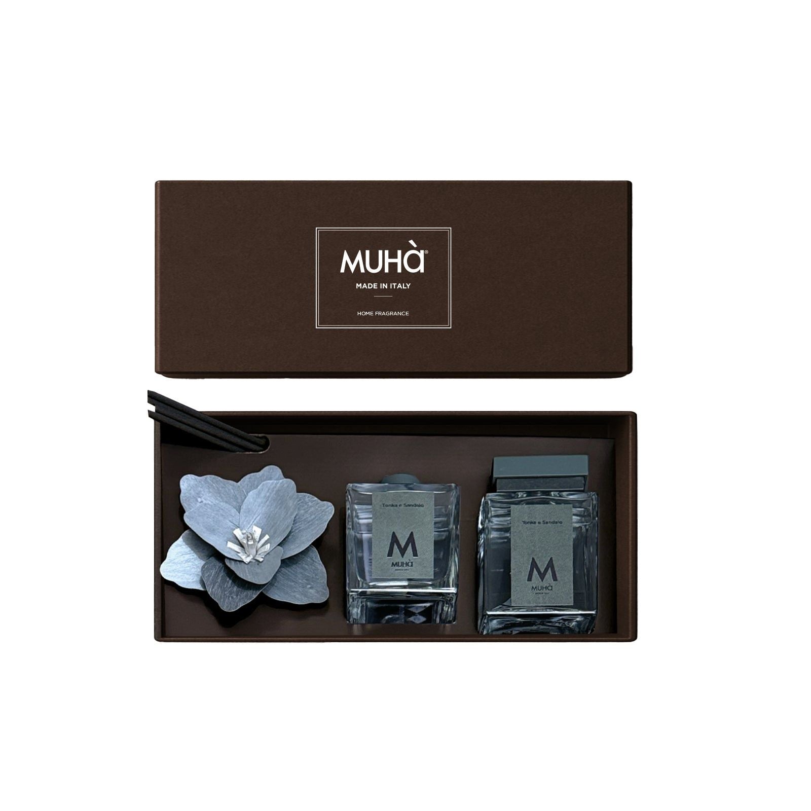 MUHA Confezione Magnum 250 ml + Profumo 200 ml Tonka e Sandalo