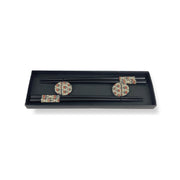 KIT 2 COPPIE DI BACCHETTE IN LEGNO E 2 POGGIABACCHETTE DESIGN 4