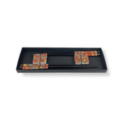 KIT 2 COPPIE DI BACCHETTE IN LEGNO E 2 POGGIABACCHETTE DESIGN 2