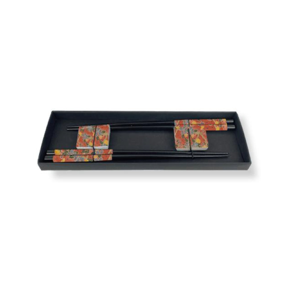 KIT 2 COPPIE DI BACCHETTE IN LEGNO E 2 POGGIABACCHETTE DESIGN 2