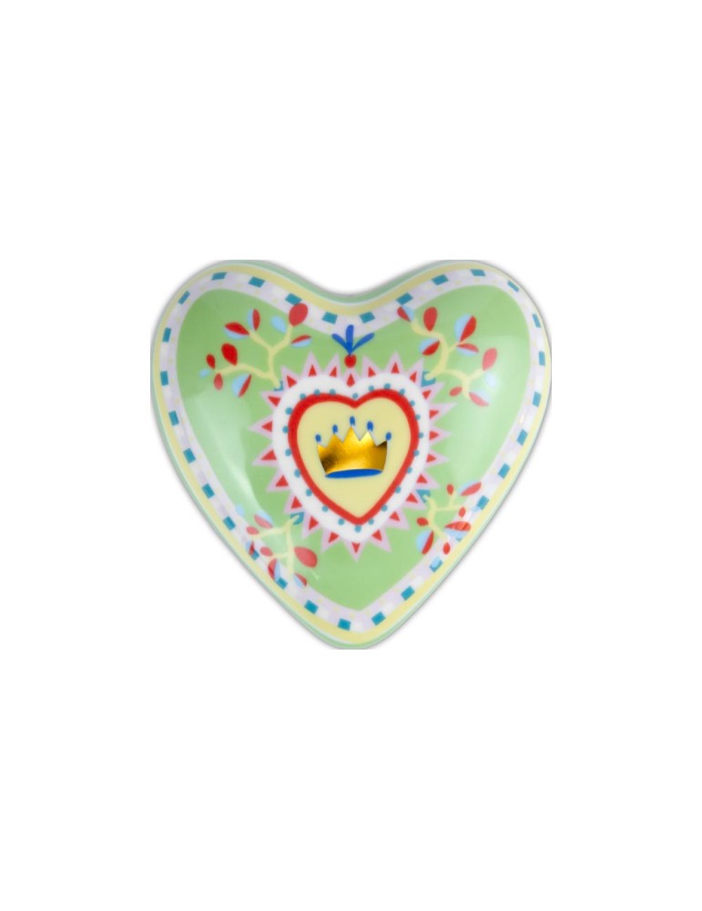 CUORE PICCOLO CON CORONA, IN PORCELLANA, COLLEZIONE MAMMA MIA
