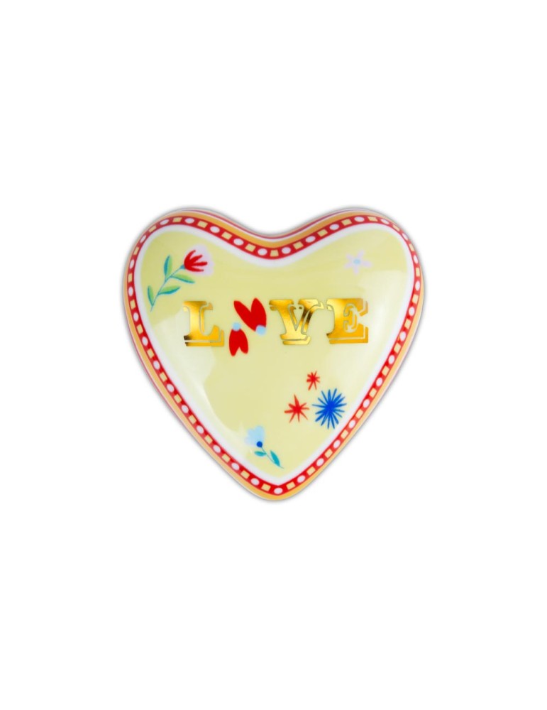 CUORE PICCOLO CON SCRITTA LOVE, IN PORCELLANA, COLLEZIONE MAMMA MIA