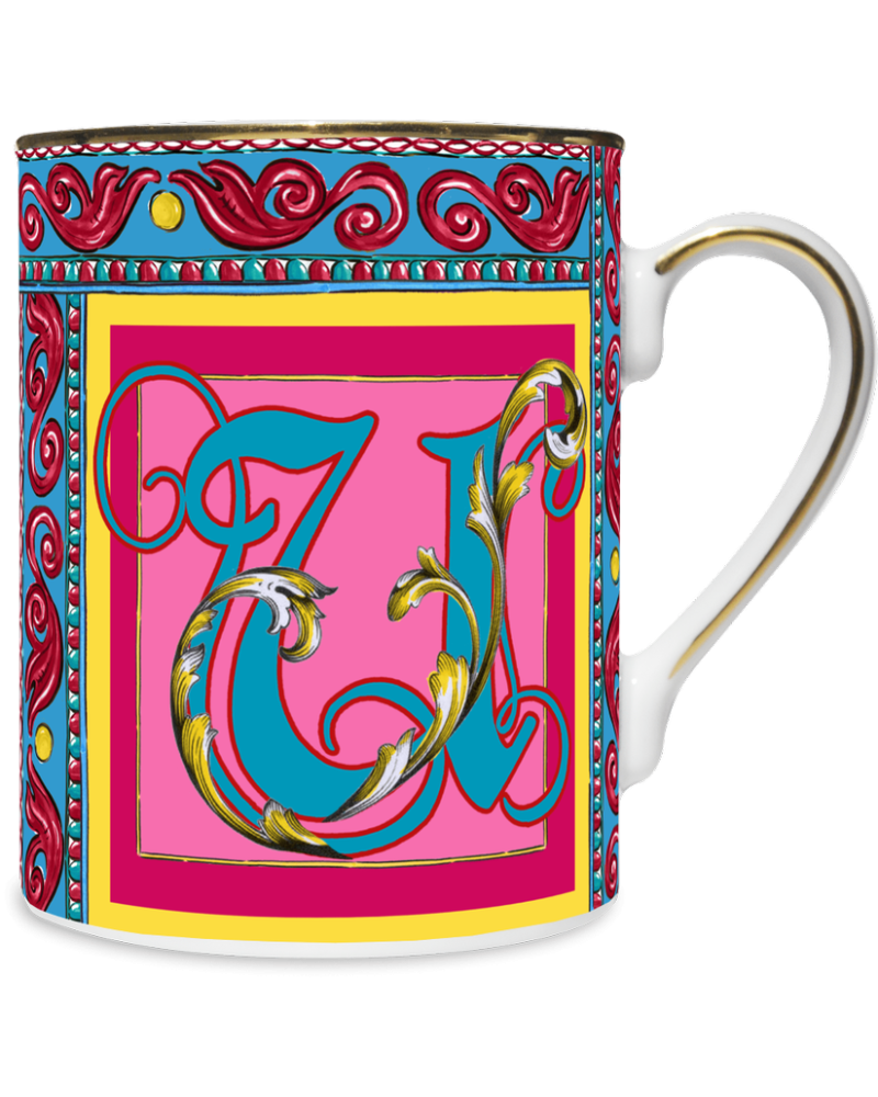MUG IN PORCELLANA 8,5 X 10,5 CM, LETTERA U - ORTIGIA