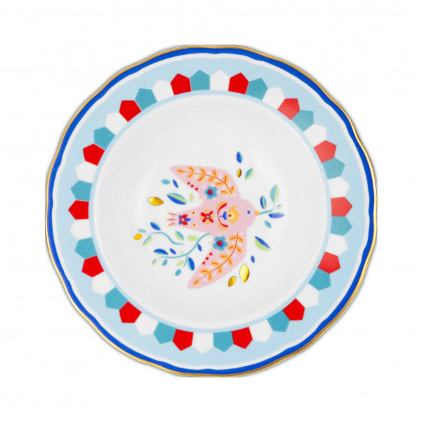 PIATTO FONDO IN PORCELLANA, CON UCCELLINO, MAMMA MIA