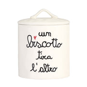 Barattolo in gres Un biscotto tira l'altro D 12 x 21 cm Bianco Simple Day
