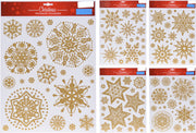 OFFERTA 3 STICKER ADESIVI PER FINESTRE NATALIZI ORO 30X42CM ASSORTITI