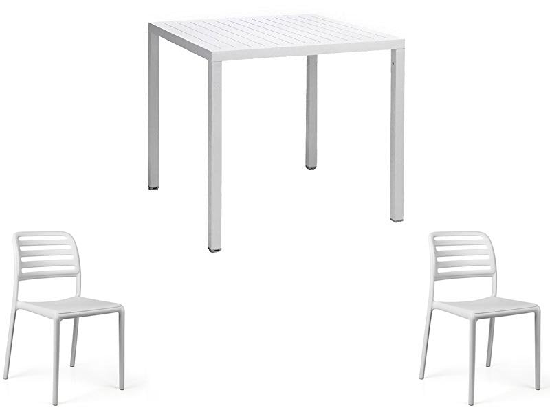 ANGEBOT: Würfeltisch 80x80 + 2 Costa Bistrot Stühle, Farbe nach Wahl