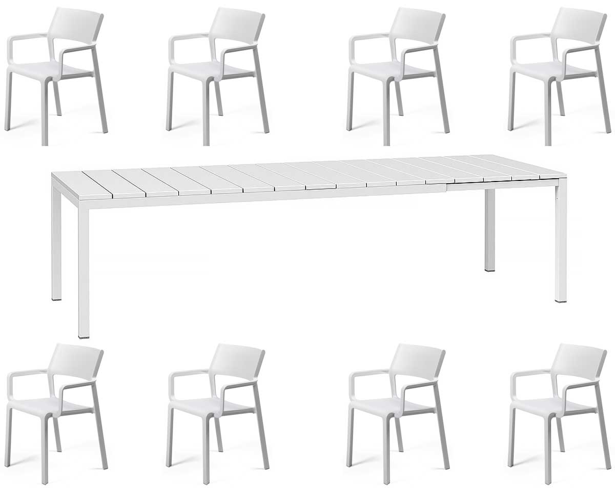 OFFERTA TAVOLO RIO 210/280 CON 8 POLTRONE TRILL BIANCO