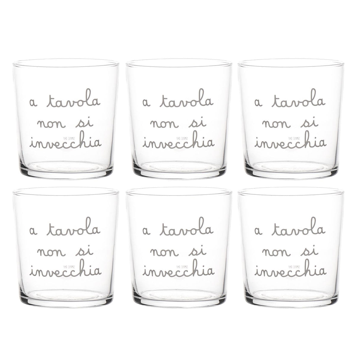 Set 6 Bicchieri Acqua A Tavola Non Si Invecchia 35,5cl Simple Day