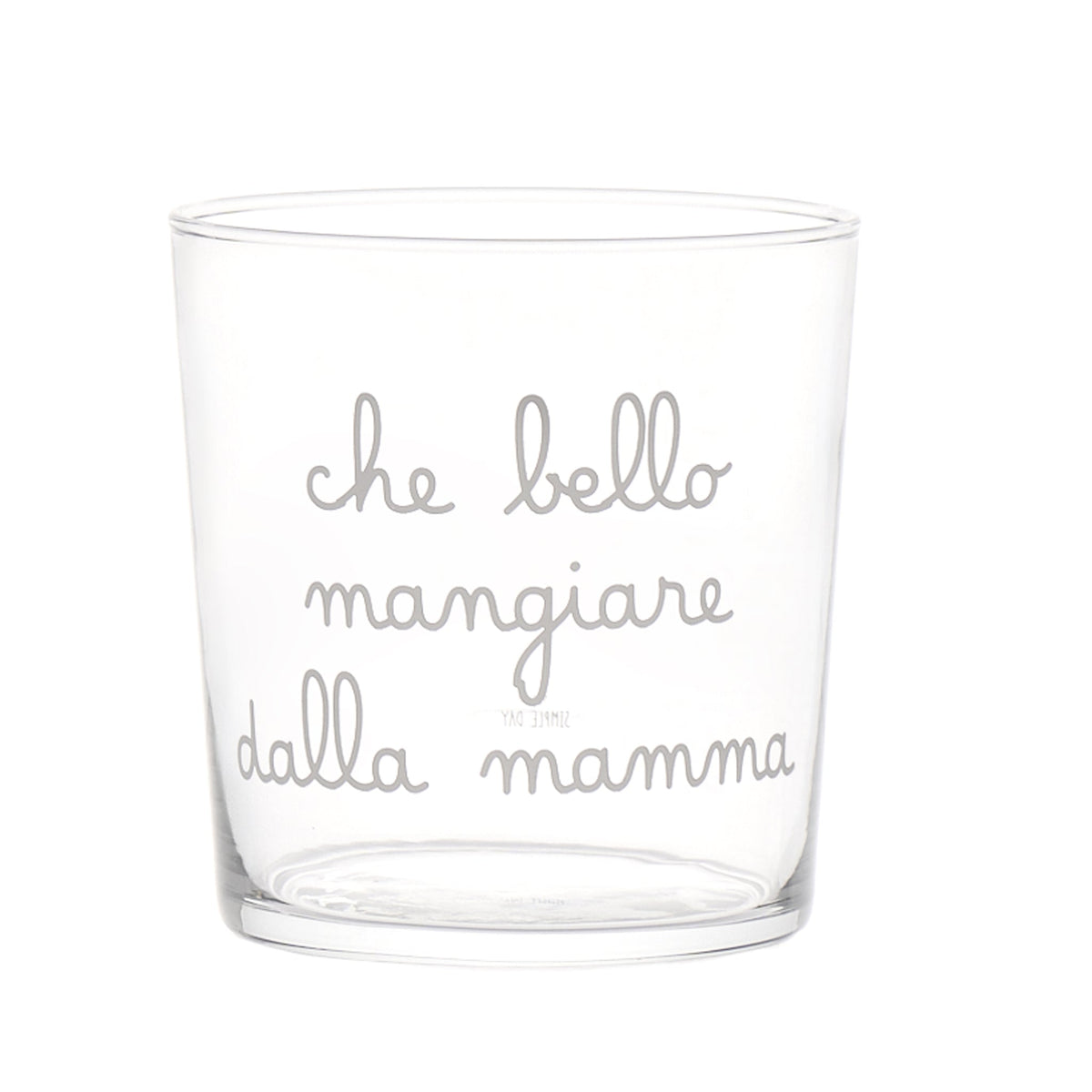 Set 6 Bicchieri acqua Che bello mangiare dalla mamma 35,5cl Serigrafia Bianca Simple Day