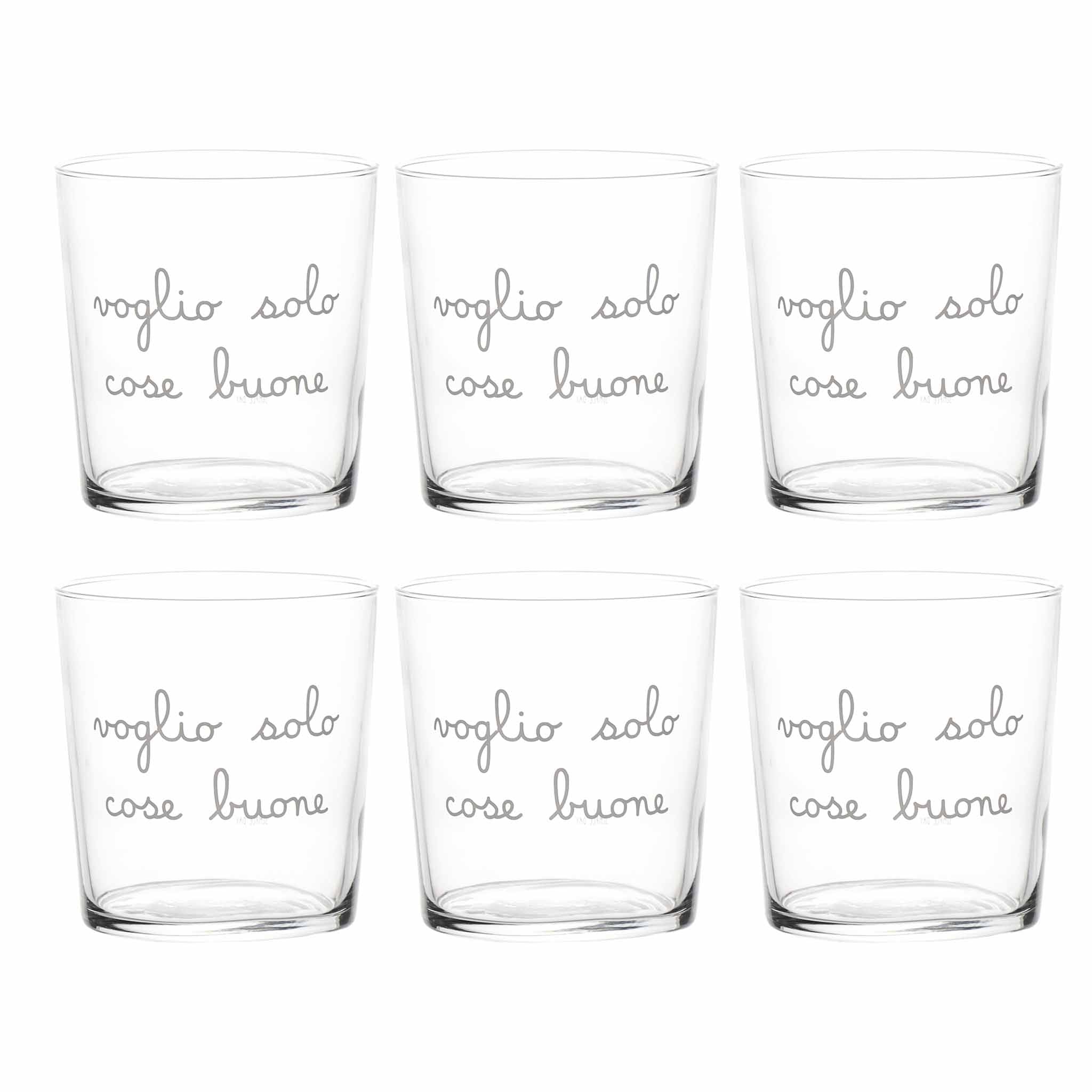 Set 6 Bicchieri acqua 35.5cl decoro Voglio solo cose buone SIMPLE DAY